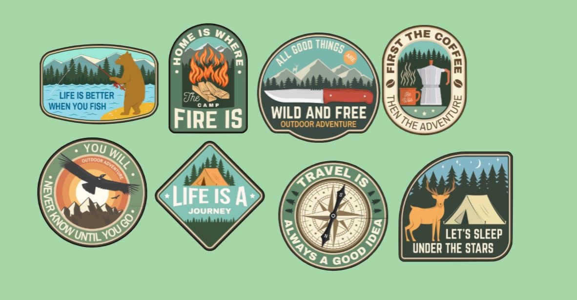 Outdoor Sticker Set, Outdoorsmen Stickers, Fishing Stickers, Camping  Stickers, Hunting Stickers