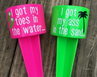 Toes in the Sand Beach Spikers ~ Set of TWO ~ ~ Wedding Gift ~ Newlyweds ~ Beach Wedding  !