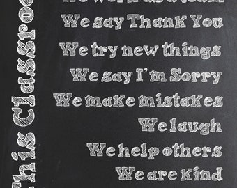 Classroom Sign ~ In this Class We .... (with We are Kind) ~ Farmhouse  ~ Classroom Poster