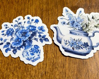Blue Tolle de Joy Vase and Tea Kettle Sticker Set