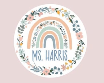 Boho Rainbow Stickers |Teacher Sticker | Sticker | Boho Rainbow | Personalized Stickers | Boho Rainbow Label