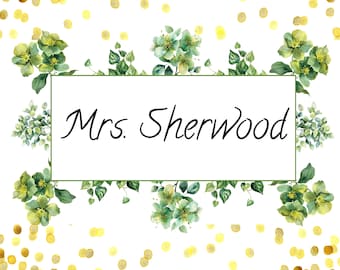 Classroom Poster Sign | Classroom Sign | Gold Dots and Greenery Sign | INSTANT DOWNLOAD | Personalized Classroom Sign| Fully editable by you