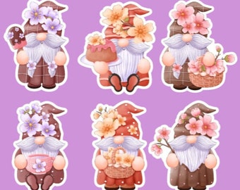 Cherry Blossom Gnomes, Flower Gnome Stickers, Spring Gnome Stickers, planner stickers, scrapbooking stickers, for gnome lovers, for spring