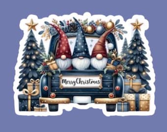 Christmas Truck Gnome Sticker Set