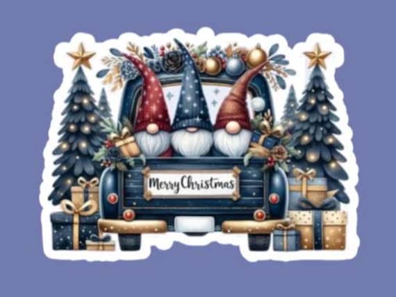Christmas Truck Gnome Sticker Set
