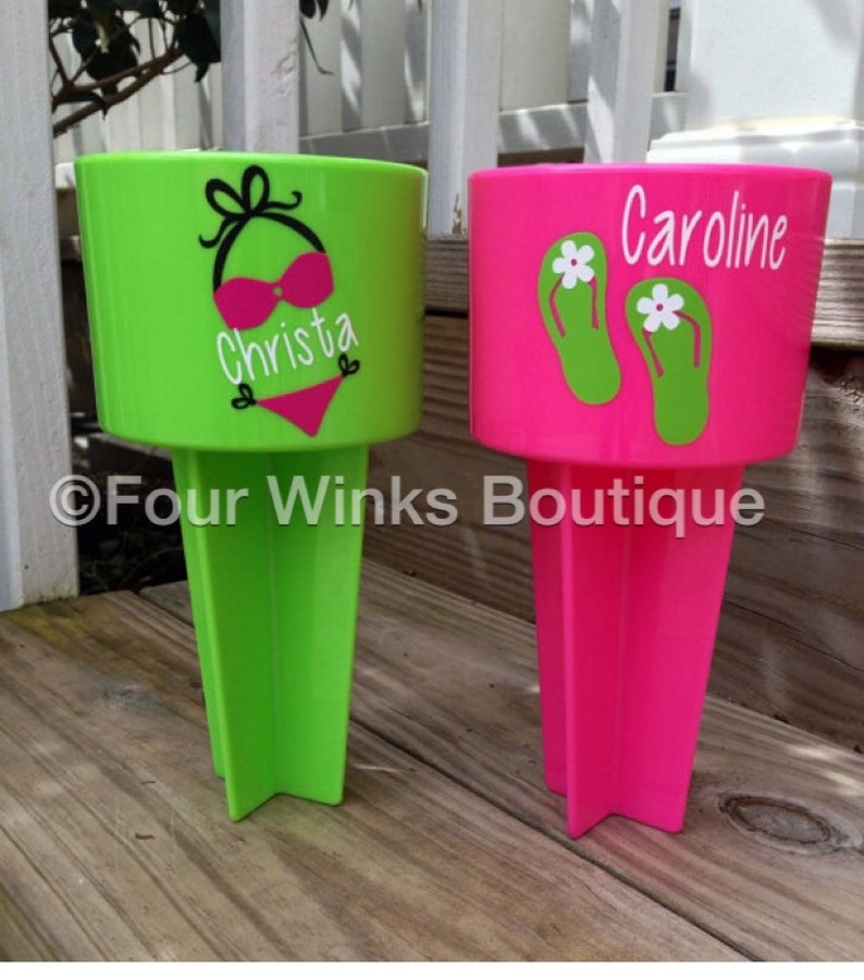 Beach Spiker, Cup holder, Spring Break gift, Vacation must have, Personalized Beach drink holder, Summer Gift for her, teachers image 1