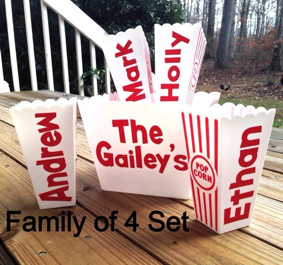 Personalized Popcorn Bowl Family Individual and Family Sets Etsy