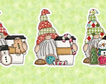 Christmas Coffee Gnomes | Gnome Stickers | Christmas Gnome Stickers | Gnomes | Christmas Gnomes | Coffee Gnomes | Holiday Gnomes