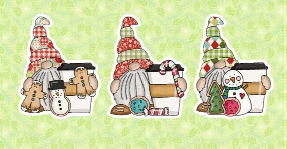 Christmas Coffee Gnomes | Gnome Stickers | Christmas Gnome Stickers | Gnomes | Christmas Gnomes | Coffee Gnomes | Holiday Gnomes