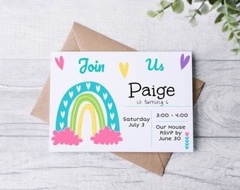 Birthday Invitation Editable | Rainbow Birthday | INSTANT DOWNLOAD | Invite for Birthday | Fully editable by you