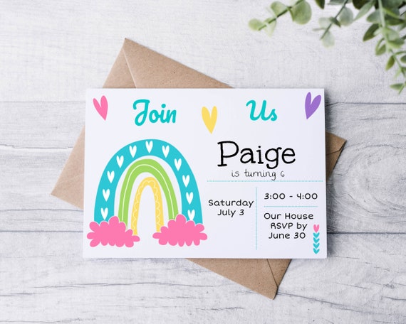 Birthday Invitation Editable | Rainbow Birthday | INSTANT DOWNLOAD | Invite for Birthday | Fully editable by you
