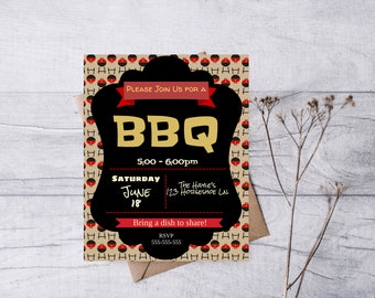 BBQ Invitation Editable | BBQ Party | Instant Download | Invite for Bar-B-Que | Fully editable by you