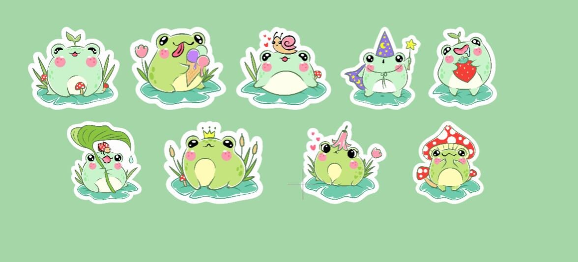 Kawaii Froggy Stickers, Frog Stickers