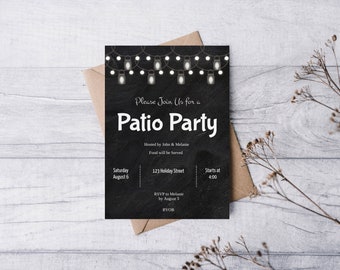Patio Party Invitation Editable | Backyard Party | Instant Download | Invite for Party | Fully editable by you