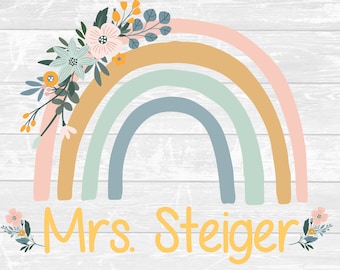 Classroom Door Sign | Personalized Classroom | Boho Rainbows Theme | Personalized Teacher Door Sign| Rainbow Classroom | Printable Door Sign