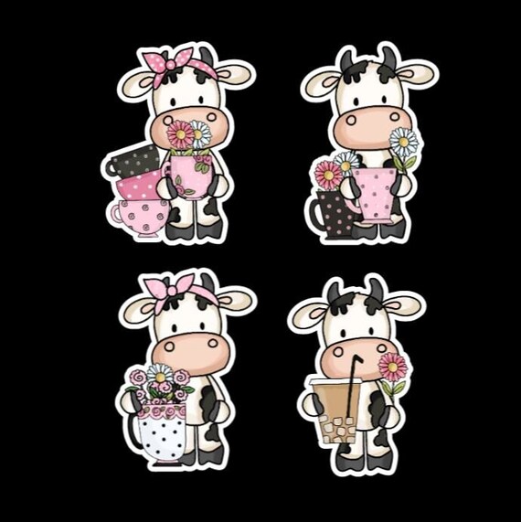 Coffee Cows, Coffee Cow Stickers, Cows, Cow Stickers, , planner stickers, stickers for coffee lovers, scrapbooking stickers
