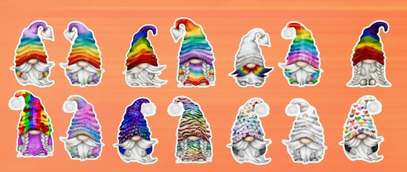 Rainbow Gnomes | Gnome Stickers | Rainbow Gnome Stickers | Tie Dye Gnomes | Pride Month