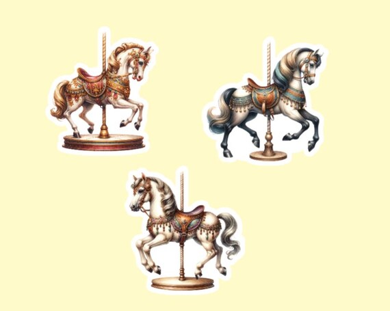 Carousel Horse Stickers | Carousel Stickers | Horse Stickers |Carouse Horse | Watercolor Carousel Horses| Gift for horse lovers