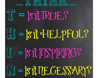 Inspirational Classroom Sign ~ THINK (before acting) Color   ~