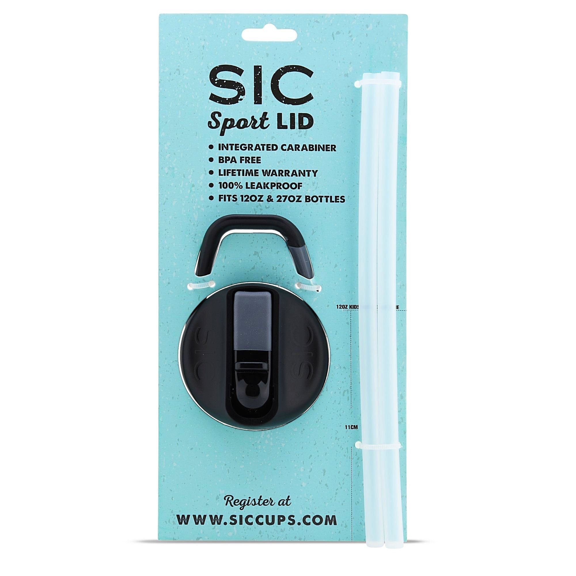 SIC Sports Lid with 2 straws fits 27oz and 12oz SIC bottles