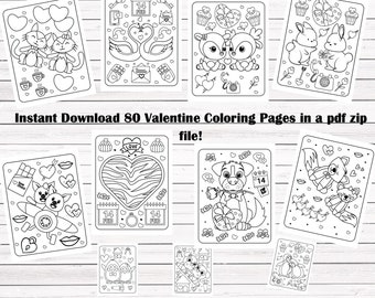 Valentine Classroom Coloring Pages, Valentine Instant Download Activity, homeschool printable for kids