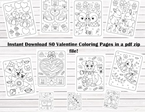 Valentine Classroom Coloring Pages, Valentine Instant Download Activity, homeschool printable for kids