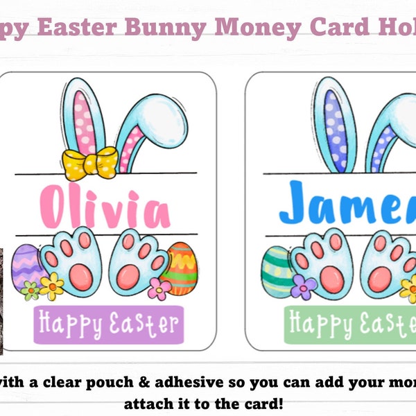 Personalized Easter Bunny Money Card, Easter Gift, Gift for Easter Basket, Happy Easter, Easter Gnomes, gift for girl, boy