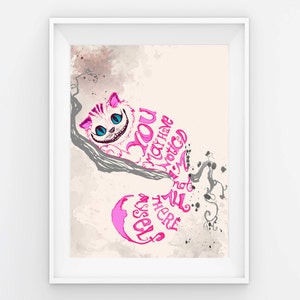 Alice in Wonderland Quote Print: Pink Cheshire Cat - You may have noticed...