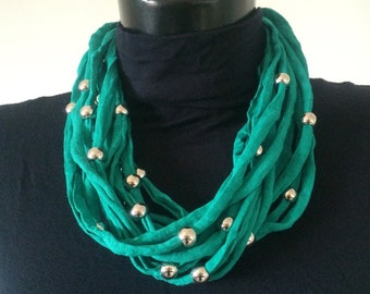 FABRIC EMERALD NECKLACE, cotton necklace, fabric necklace, made in Italy, hypoallergenic necklace, mothers day gift, gift idea, for her