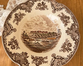 COLLECTABLE CUPO PLATE, Johnson Bros Old Britain Castles “Windsor in 1792”, decorated in shades of brown, special gift, vintage decor