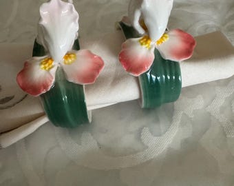 BRANDANI PORCELAIN NAPKIN RINGS, pair, table decoration, original, vintage, collectible gift idea, romantic napkin rings