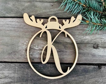 Reindeer Christmas ornament Initial Christmas bauble Custom bauble laser cut names CHRISTMAS gift