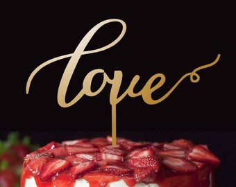 Love Wedding cake topper - Gold cake Topper - Wood Cake Topper -Cake topper