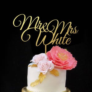 Custom wood cake topper. Your Wedding cake topper.  Mr & Mrs &quot;insert last name&quot;.
