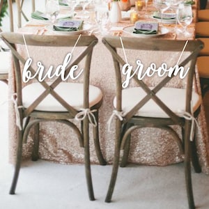 Bride  Groom Chair Signs /Wedding Chair Signs /Chair  decor / Bride and Groom Decorative Wedding Chair Signs for Receptions