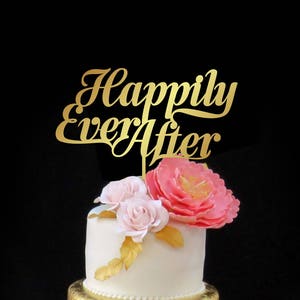 Cake topper  &quot;Happily Ever After &quot;. Your Wedding cake topper. Gold cake topper.