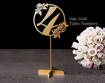 Table numbers -Wedding Table Numbers -  Elegant Gold table numbers - Freestanding numbers for wedding- Table numbers-Wedding Decor
