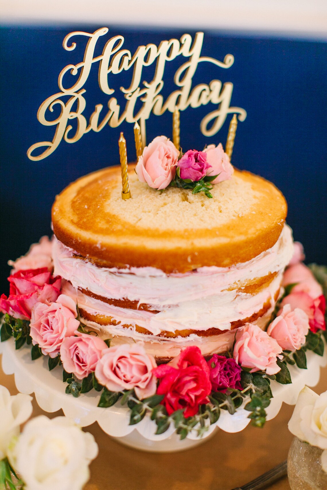 Happy Birthday cake topper Gold Cake Topper Party Cake Etsy