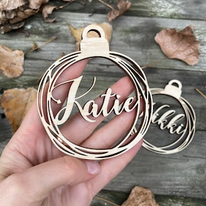 Custom CHRISTMAS tree baubles Christmas tree decor personalized ornament laser cut names CHRISTMAS custom gift tags with year and name Decor