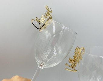 Custom Drink Glass Charms – Personalized Name Tag – Cocktail Drink Markers – Laser Cut Place Name Cards – Drink Name Tags - Wine Glass Charm