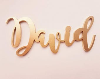 Custom Name Sign, First & Middle Name. Personalized Name Sign, Handwritten Font Personalized Wood Name Sign. Wooden Name Childrens Name sign