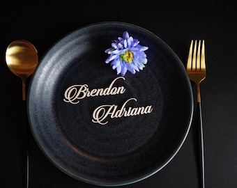 Personalized Wooden Place Cards , Name Plates For Wedding , gold wood names , Wedding name place , Place Setting Custom wedding place cards