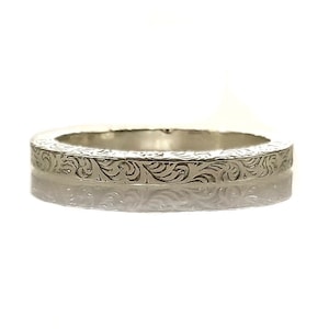 Antique Style 2mm Scroll Pattern Wedding Band | Stacking Band | Sterling Silver