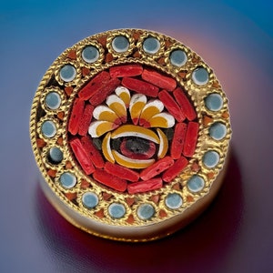 Vintage Italy Mosaic Brooch | Floral Mosaic Pin
