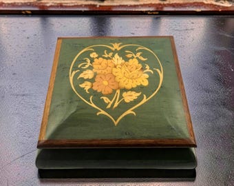 Vintage Italian Sorrento Inlaid Music Box | Jewelry Box Plays Love Story