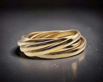 14k Gold Filled 7 band Trinity Ring | Seven Series Rolling Wedding Band | Size 5 3/4