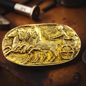 Vintage 835 Silver Goddess Nike Chariot Brooch | Vermeil Goddess of Victory Pin