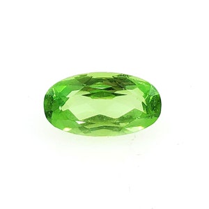 Vintage 13x7mm Light Emerald Green Glass | Oval Shape Faceted Crystal | West German