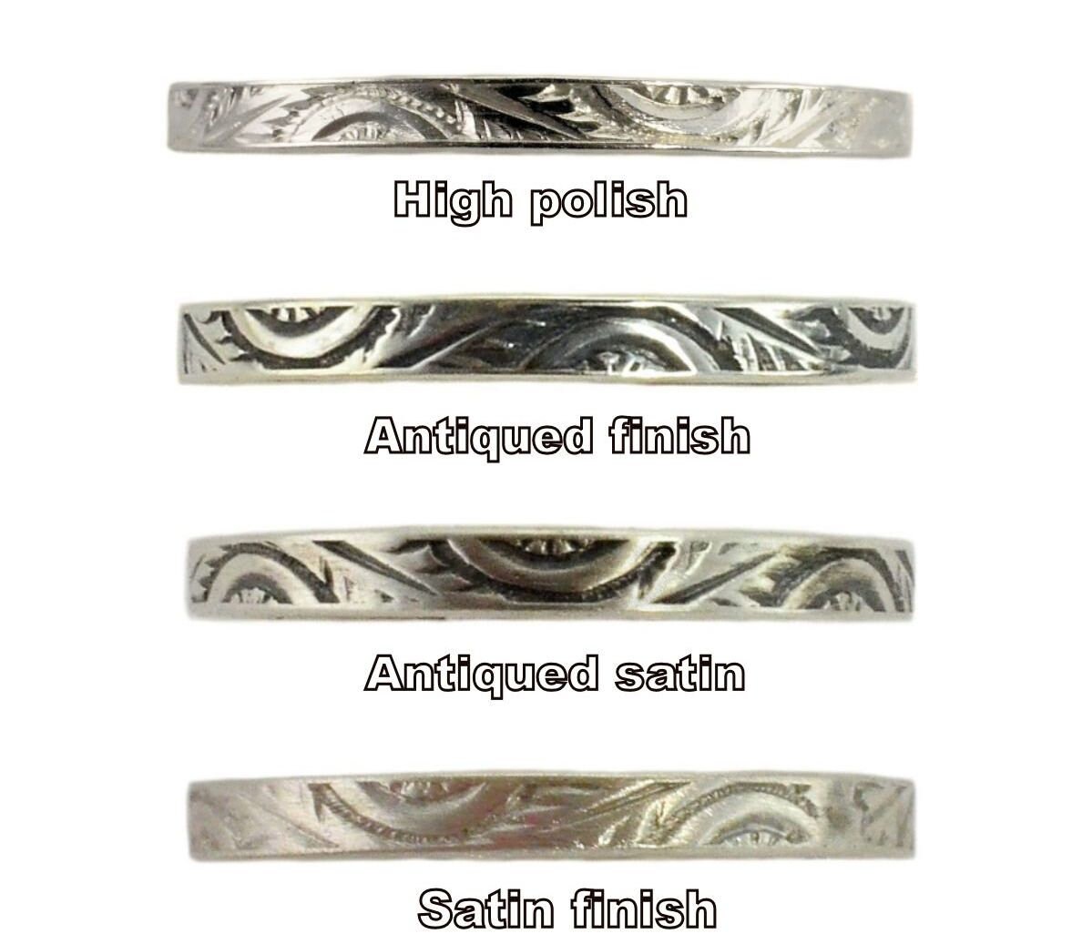 Antique Style 2.0mm Spray Patterned Wedding Band | Midi Band | Sterling ...