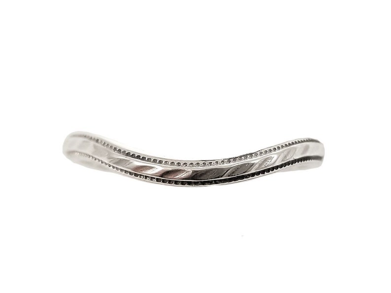 Sterling Silver Contoured Band Vintage Style 2mm Rope Pattern Curved Wedding Band